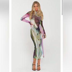 NWT By.Dyln Phoenix Midi Mesh Dress